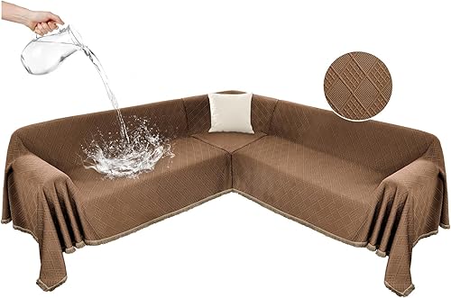 Miniatura 8 de Fundas impermeables para sofá seccional, funda para sofá seccional, funda para sofá esquinero en forma de L, fundas deslizables, manta para perros y