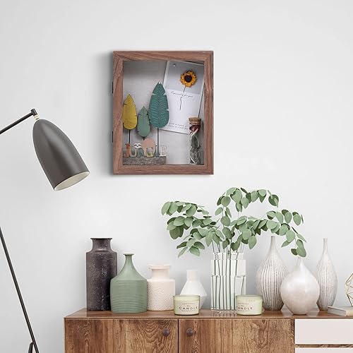 Miniatura 6 de Muzilife Marco de fotos Shadow Box de 8 x 10 pulgadas  2.16 pulgadas de profundidad de madera y vidrio, caja de memoria lista para colgar, recuerdos