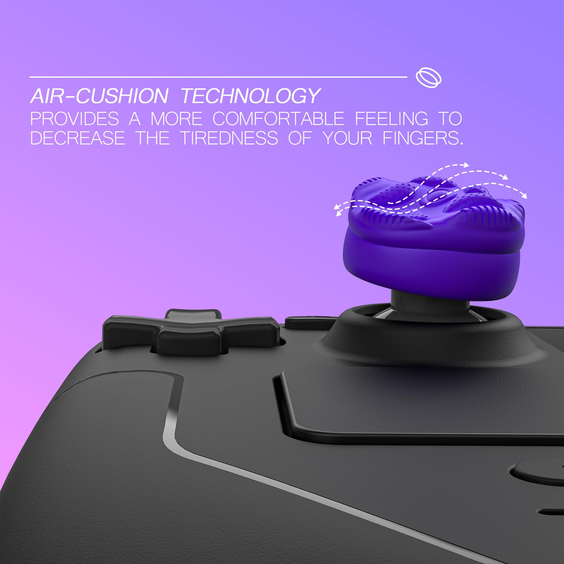 PlayVital Thumb Grips para Steam Deck LCD & OLED (4 Piezas), Tapas de Joystick con Textura de Gota de Lluvia Antideslizante, Fundas Elevadoras para Joystick, Accesorios para PS Portal (Violeta)