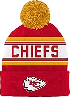 Vista 2 de NFL Kids Youth 8-20 - Gorro de punto con pompón y logotipo primario oficial de jacquard para clima frío