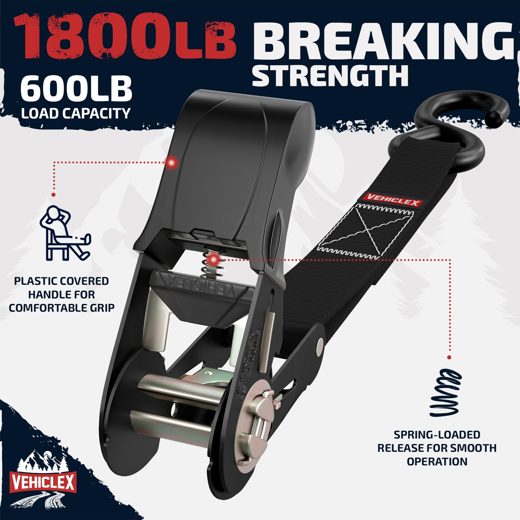 Amazon.com: Ratchet Tie Down Straps (1,800 lbs Break