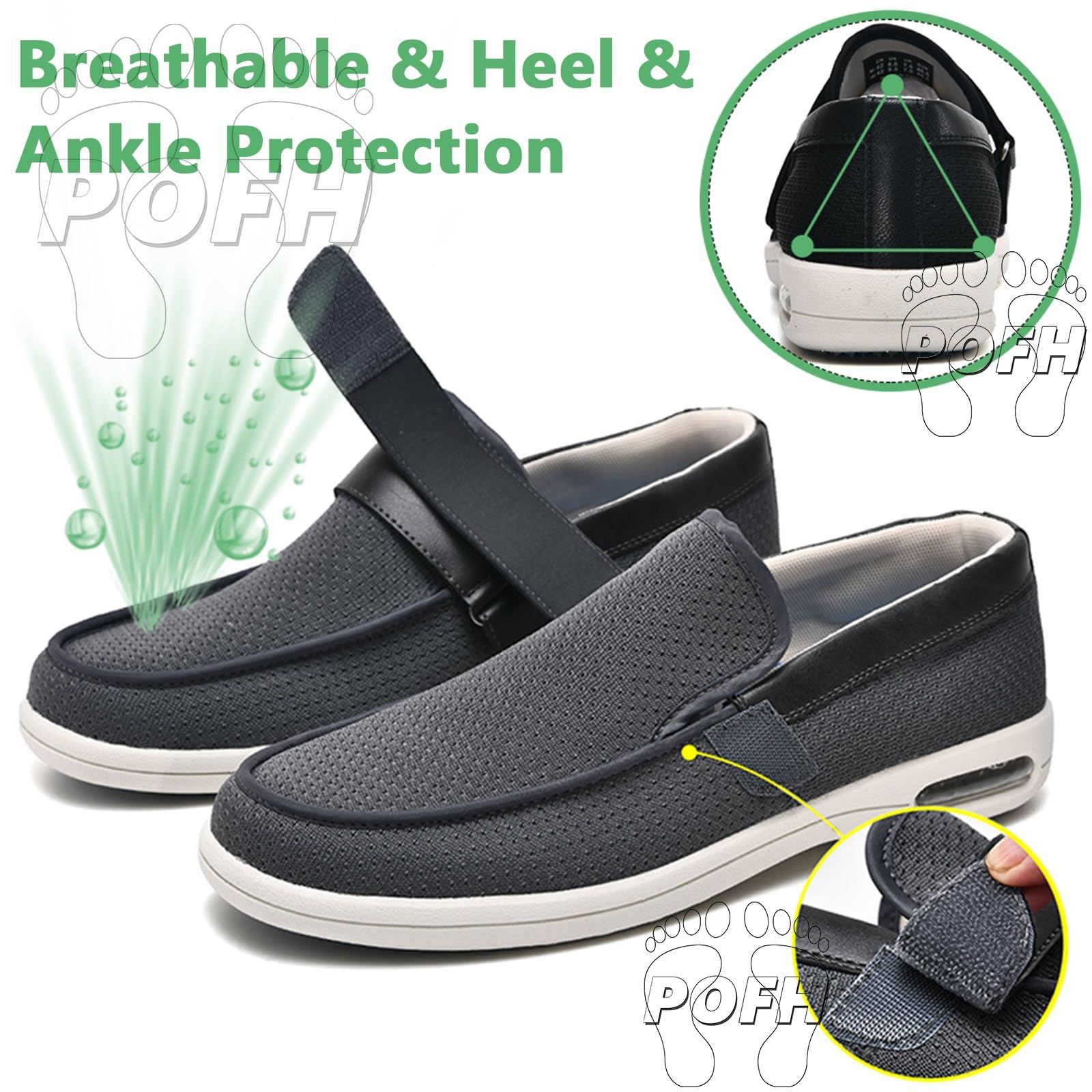 Zapatos Especiales para Juanetes Zapatos Grandes obesos para Hombres y Mujeres Zapatos para Caminar Transpirables Zapatos preventivos de Salud Extra Anchos(Blue,39 EU)