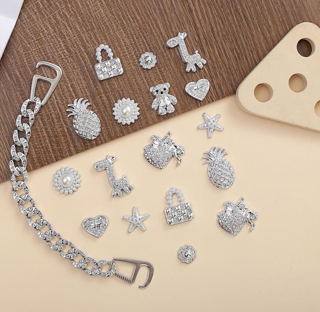 Bling Shoe Charms for Women,Cute Jewelry Flower Shoe Charms,clogs sandals for Girls,Party Favors Birthday Gifts
