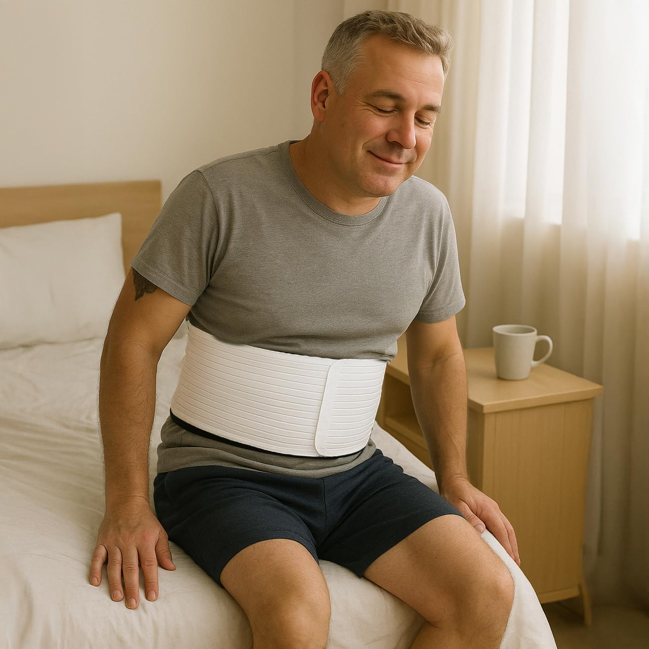 BODYPERFECT Fascia ernia ombelicale Pancera post operatoria Cintura post parto Elasticizzata A Strappo Altezza 20 Cm Made in Italy (Bianco, S)