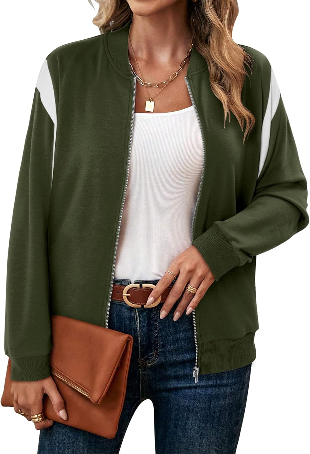 CRAZY GRID Women's Zip Up Jacket Casual Long Sleeve Sweatshirts Fall Coat Outerwear Windbreaker with Pockets S-XXL - Image 3