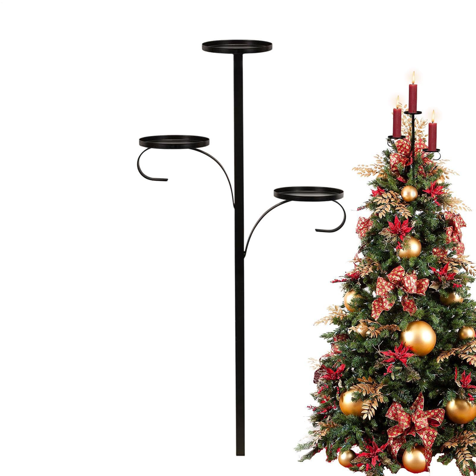 Bougeoir sapin de Noël 3 étages en fer : finie la table de fête encombrée