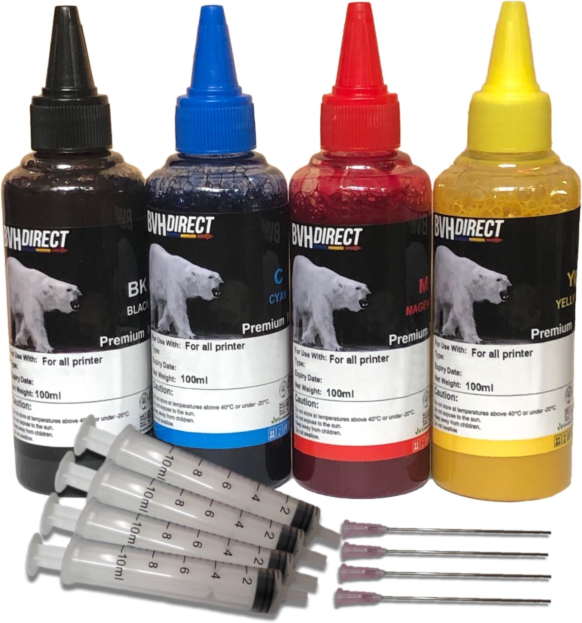 400ml Pigment Black Cyan Magenta Yellow Bottled Ink Replacement for EPSON,HP, Canon, Brother and LEXMARK Ink Refillable Ciss Cartridge Sytems