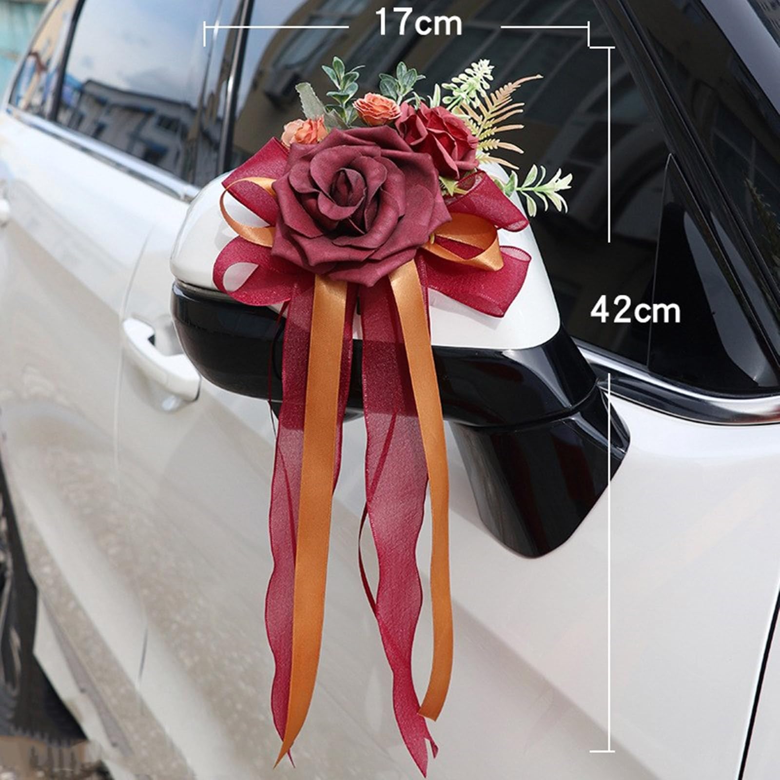 Générique Nœuds de décoration de Voiture de Mariage, 6 pièces, Fleur Artificielle en Soie, Ornement pour poignée de Porte de véhicule, Fausse Fleur, décoration de Voiture de cérémonie