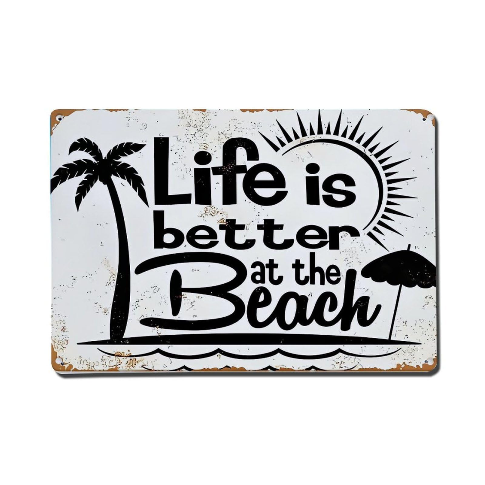 Jdfenggu Vintage Life Is Better At Beach Retro Metal Tin Sign, Metal Poster For Bar, Home, Man Cave, Kitchen, Laundry Room Art Decor 8X12 Inch