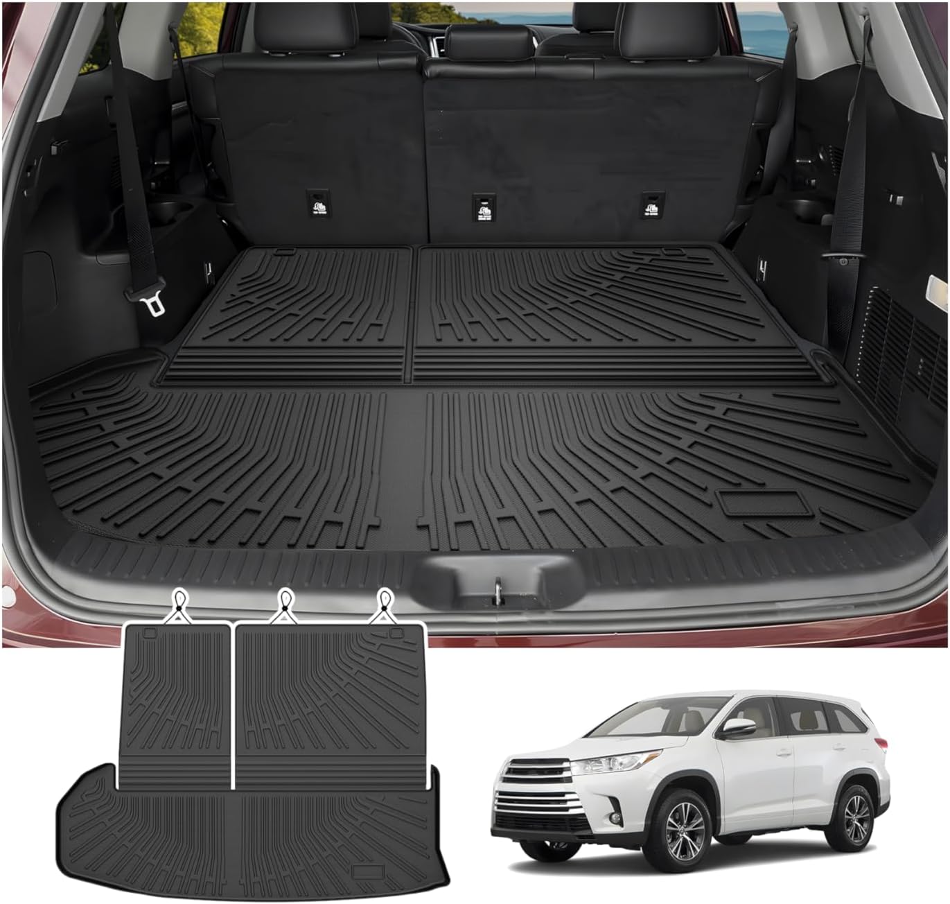 Cartist Cargo Liner for Toyota Highlander 2014-2019, All Weather Cargo Mats for Highlander Accessories, Heavy Duty TPE Trunk Mat, Car Accessories