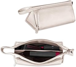 SITHON Travel Storage Bag Compatible with Dyson Airwrap Styler/Dyson Supersonic, Water Resistant PU Leather Organizer Bag (Bag Only), (Champagne)