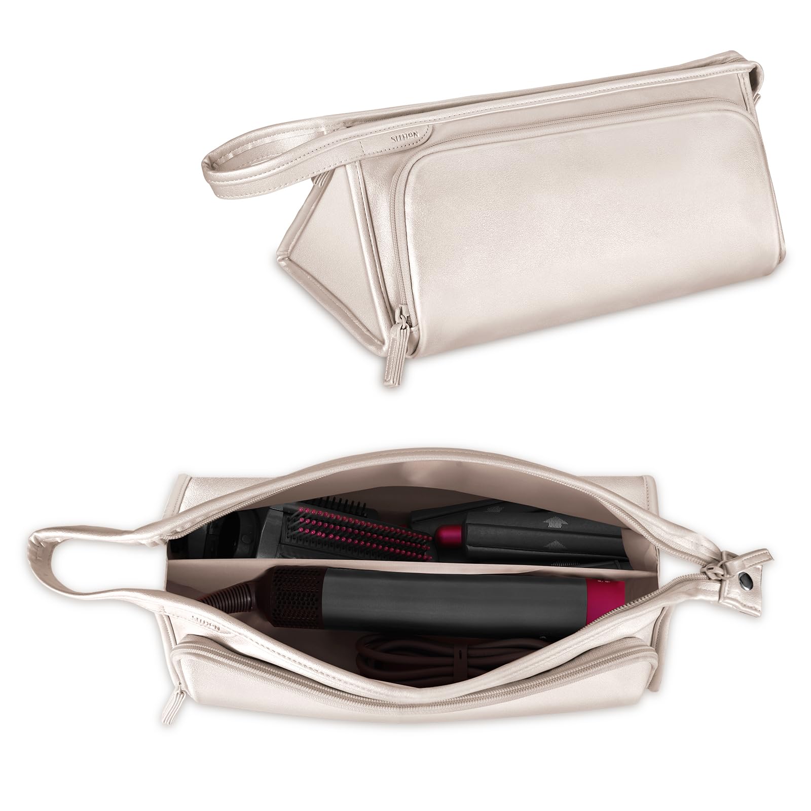 Bolsa de almacenamiento Dyson de cuero PU: exclusivo neceser impermeable champán