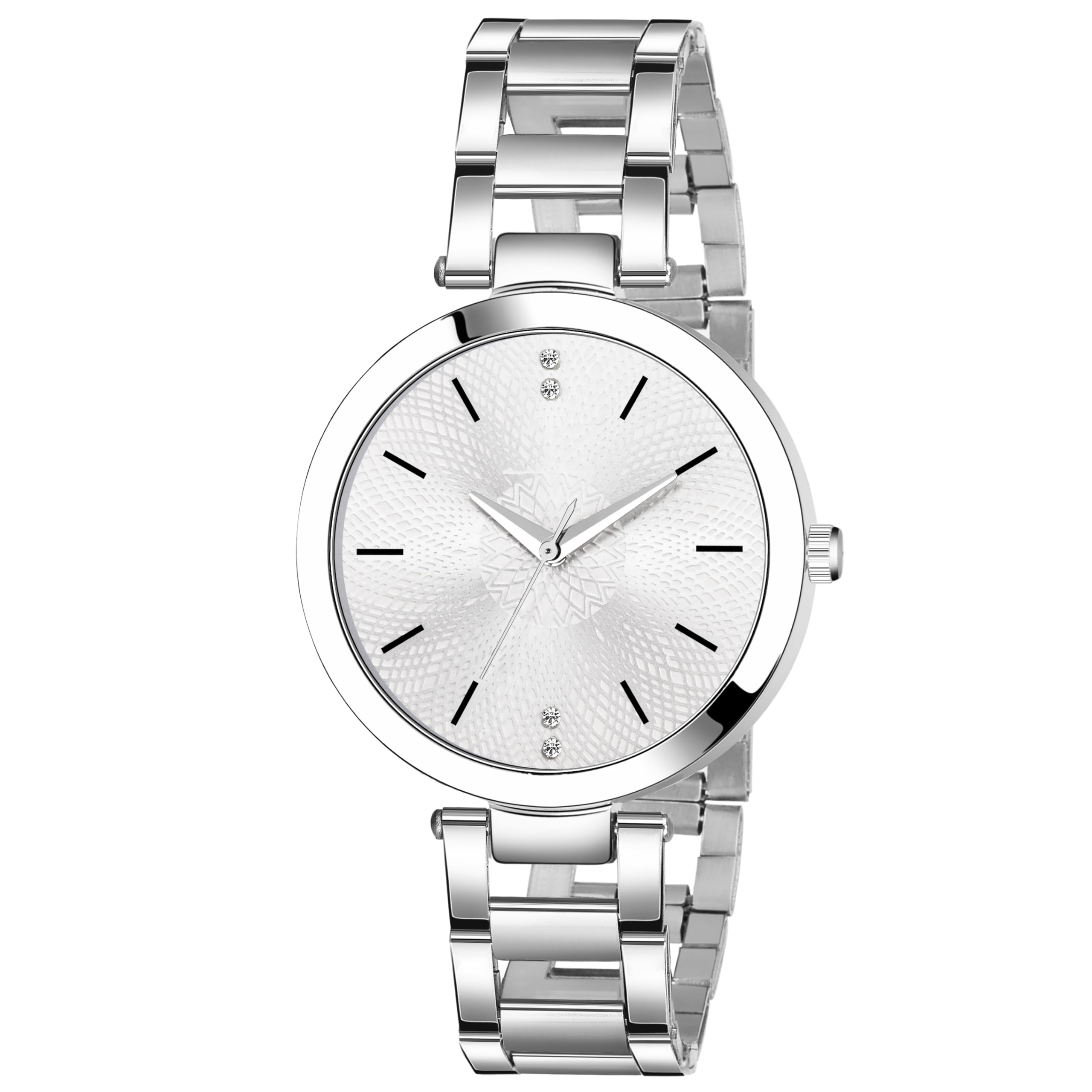 Silver Plated Mesh Chain Analog Watch for Women – Black/Blue/White/Pink/Brown Dial-image-44