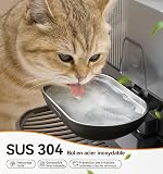 Fontaine à Eau pour Chat sans Fil et sans Filtre Réservoir 3,5 L, Noir | FEELNEEDY Fontaine à eau pour Chat avec Eau Fraîche Séparée des Eaux Usées, Batterie 2000 mAh, Bol en Acier Inoxydable - 4