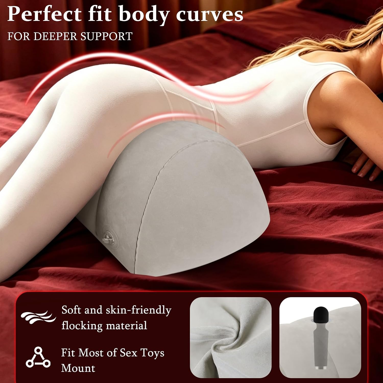 Sex Toys Sex Pillow with Dildo Mount Anti-Leak Valve Sex Furniture BDSM Bondage Kit Includes Wrist Thigh Cuffs, Cross Strap, Blindfold Support Cushion for Bedroom Adult Sex Toys for Men Women Couples