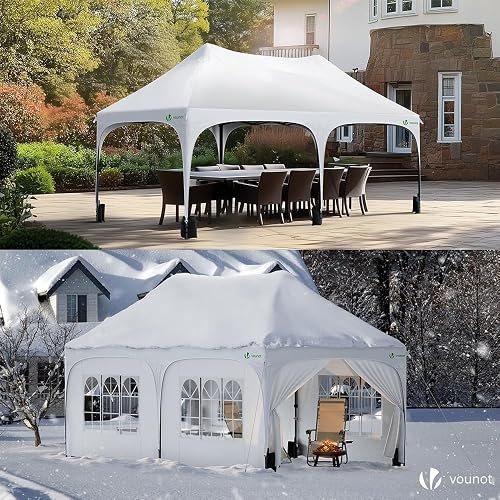 VOUNOT 3mx6m Pop Up Gazebo with 6 Removable Sidewalls & 6 Weight Bags, Carry Bag Included - Marquee Garden Party Tent Outdoor, Waterproof, Anti-UV, Ideal for Camping, Festivals and Weddings, White - 3