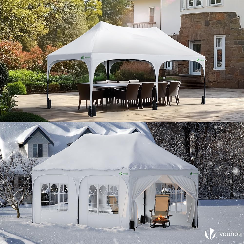 VOUNOT® Tonnelle de Jardin Extérieur 3x6m Barnum Pliant avec 6 Parois Amovibles et 6 Sacs de Sable Tente de Reception Imperméable et Anti-UV pour Camping Festival Mariage Sac de Transport Inclus Blanc