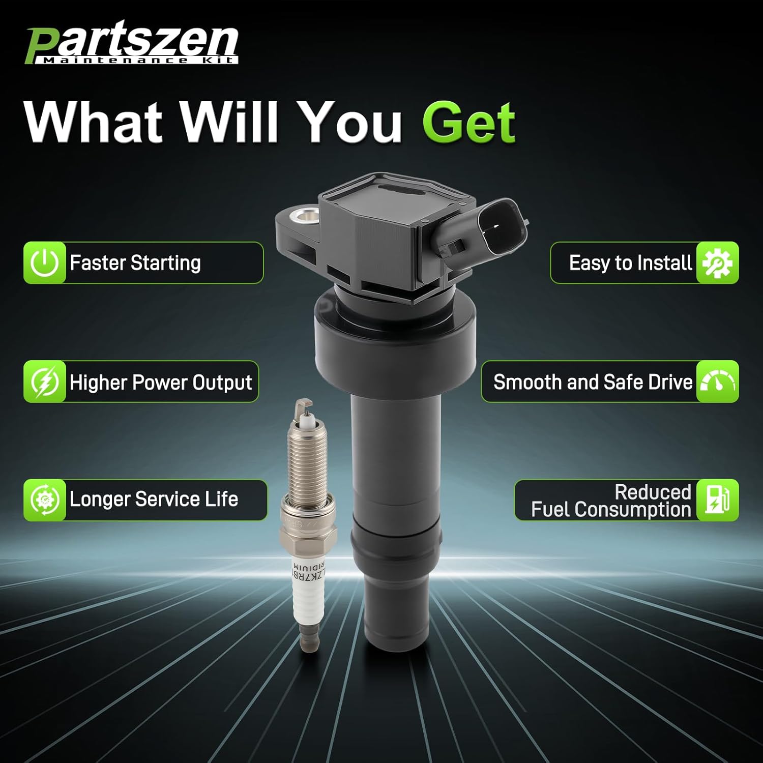 UF652 Ignition Coil XP6203 Double Iridium Spark Plug for Hyundai Accent 1.6L 2012-2019 Veloster 1.6L 2012-2017 for Kia Rio 1.6L 2012-2019 Soul 1.6L 2012-2019 2.0L 2018