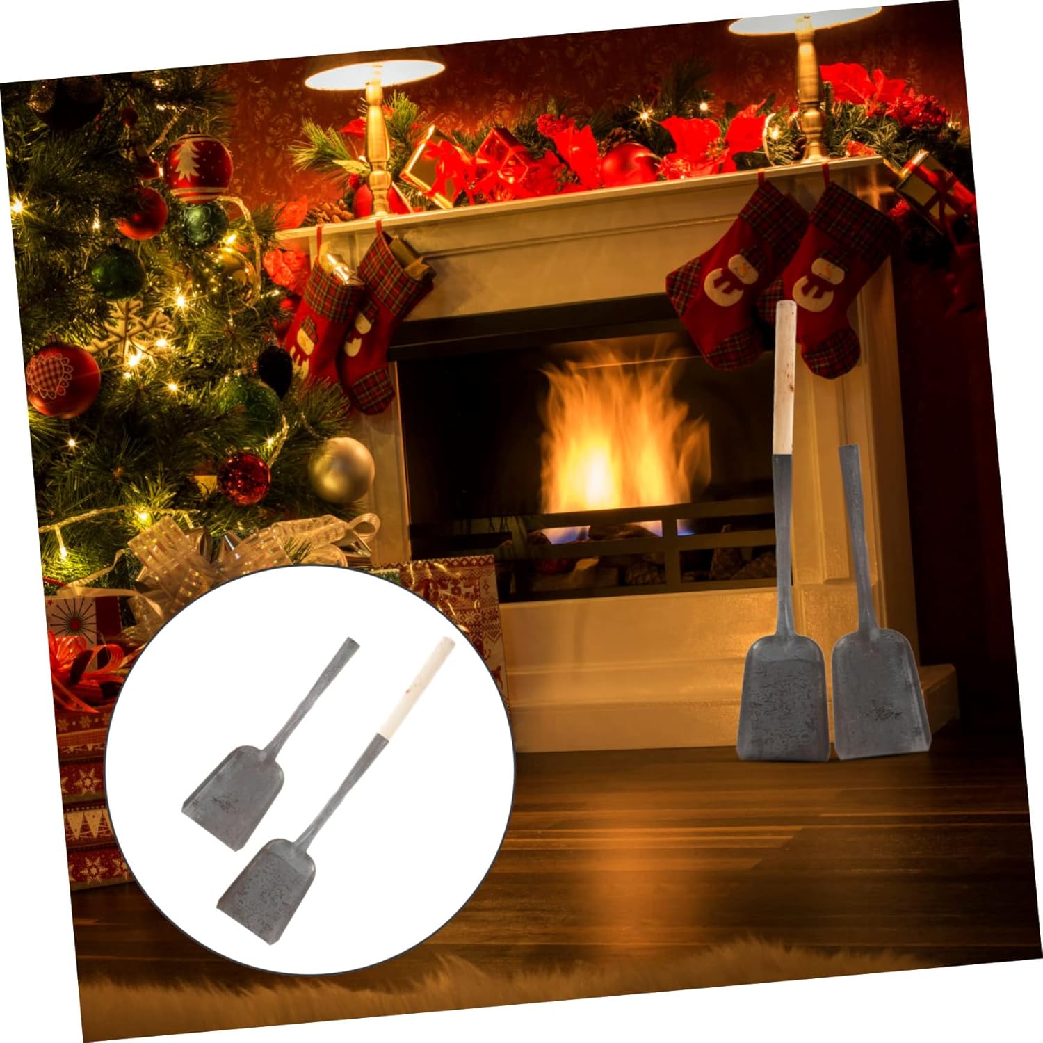 MERRYHAPY 2pcs Garden Shovel for Digging Coal Shovel Fireplace Tool Wood Handle Ash