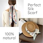 2PCS Écharpe soie Feeling cheveux tête satin long cou écharpes mode pour la décoration de sac femmes filles mignon 59 * 6.7”