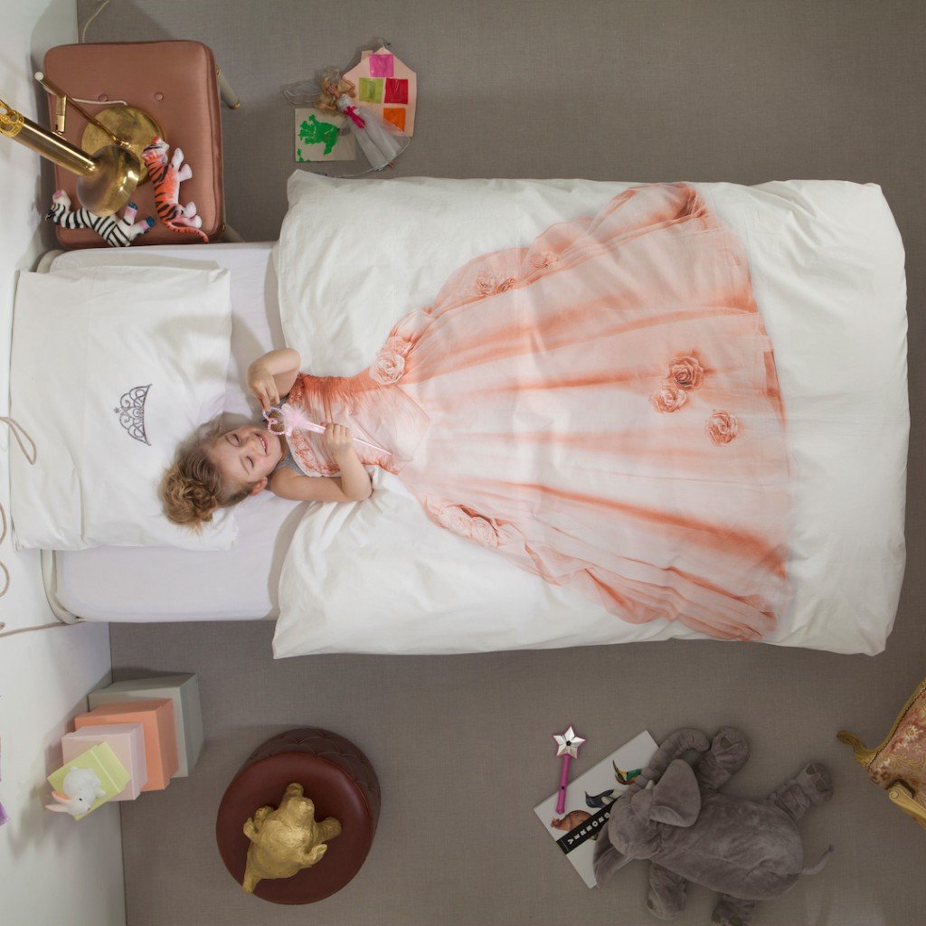 Snurk Bettwäsche Prinzessin pink Motiv Kinder Fotodruck Kostüm Königin weiß Perkal, Größe:135 cm x 200 cm