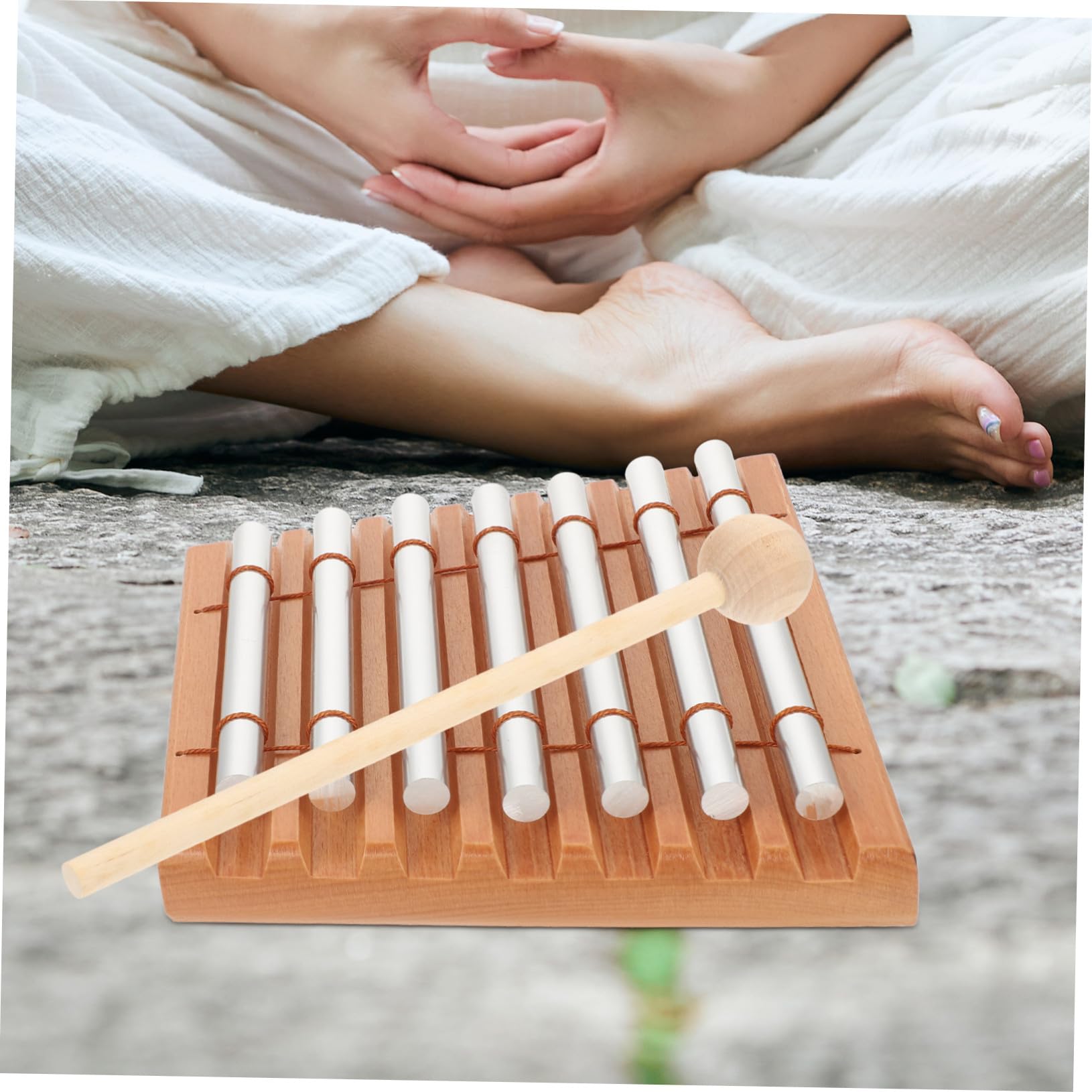 BESPORTBLE Set di 7 Campanelli a Tubo Musicali Rotondi in Legno e Metallo per Ragazzo Ragazza e Principianti, Strumento a Percussione per Meditazione e Attività All'aperto