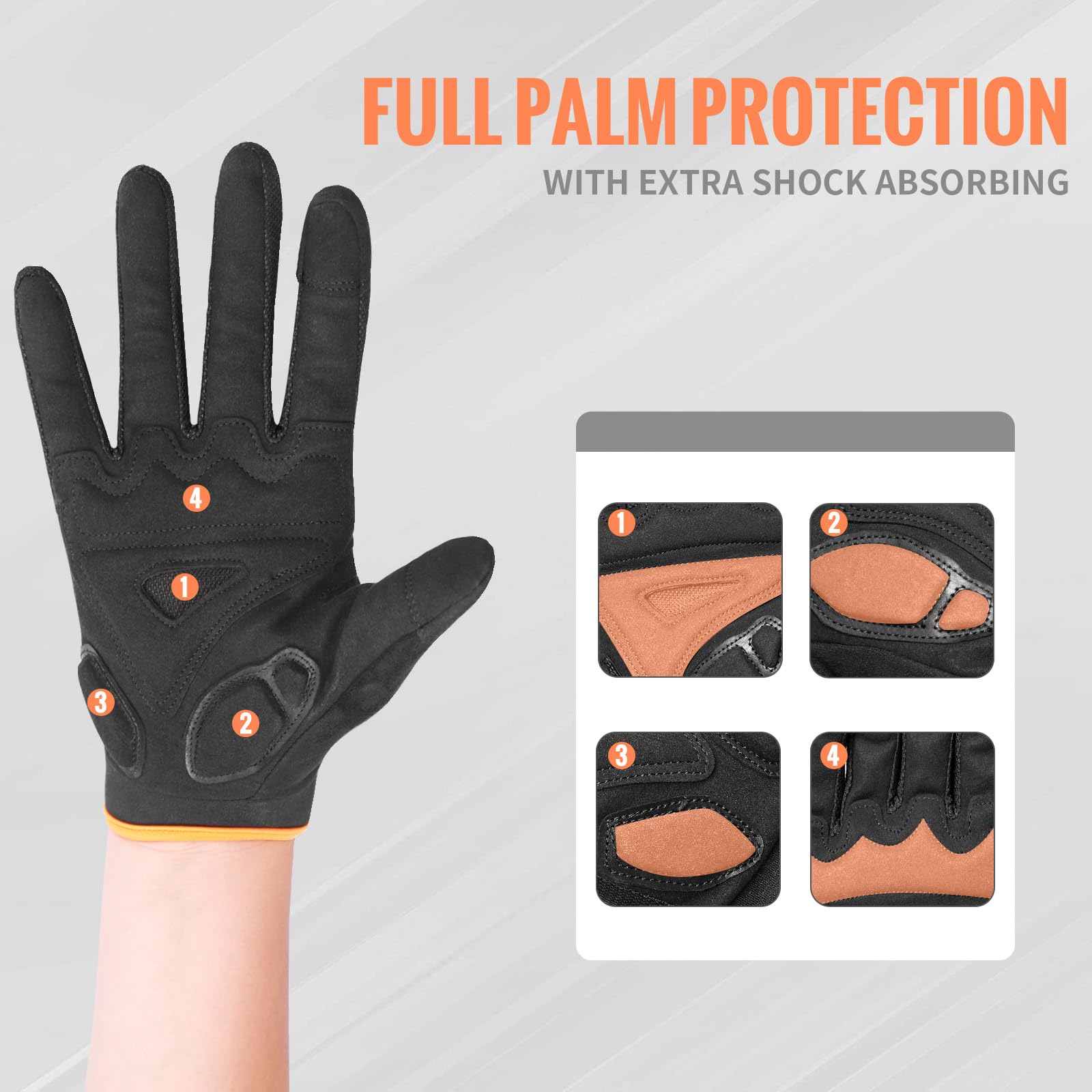 Guantes de ciclismo para hombre/mujer, guantes de bicicleta con dedos completos, antideslizantes, amortiguadores, acolchados, MTB/guantes de ciclismo de carretera