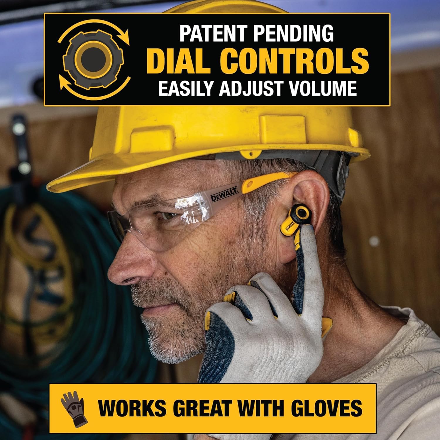 DEWALT Bluetooth Jobsite Pro X2 Earbuds - ANC 10H Runtime - Dettaglio