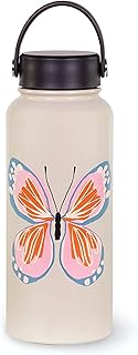 Kate Spade New York Botella de agua grande de acero inoxidable aislada, botella de agua de metal de 33 onzas, vaso de viaj...