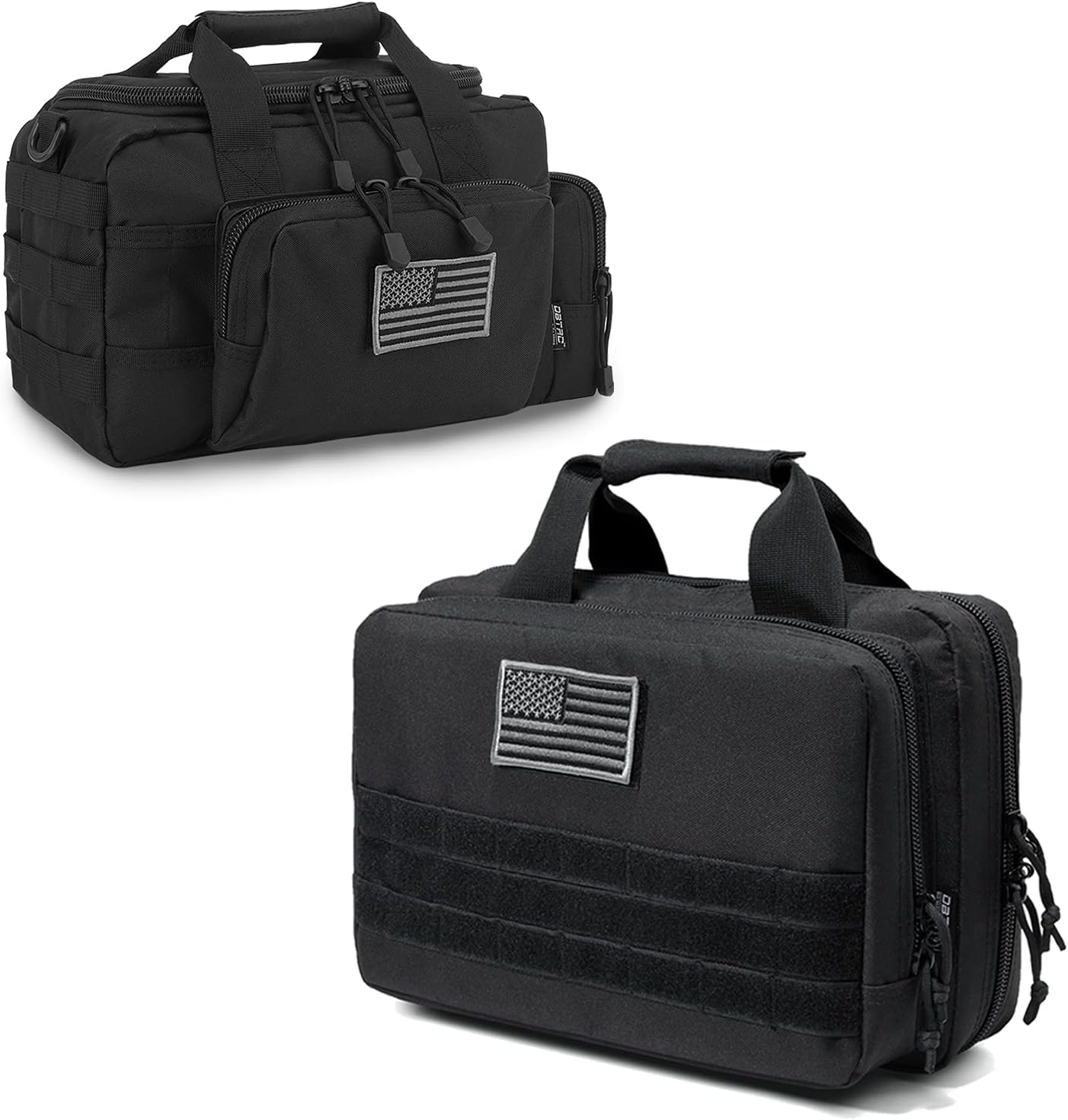 Pistol Handbag XS for 1~2 Pistol (Black) + Range Bag Small for 2X Pistol (Black), Lockable Zipper, Durable Material, Compact Design