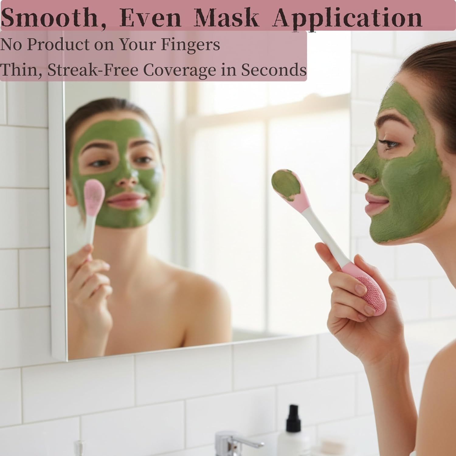 2 in1 Silicone Face Mask Brush & Facial Cleansing Brush, 4 Pack Double-Sided Face Scrubber Applicator for Clay Mud Mask, Cream, Lotion, Exfoliating & Massage, Soft Spa Skincare Tool for All Skin Types - Image 5