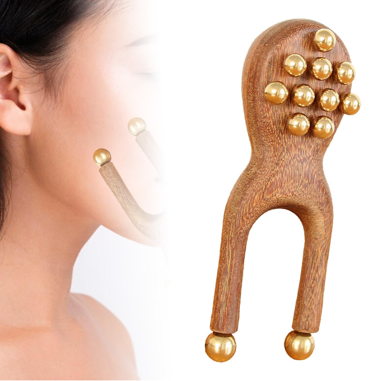 Oshhni Rodillos de madera para masaje facial Guasha, fáciles de usar, portátiles, ligeros, para masaje facial manual, regalo para mujeres y hombres.