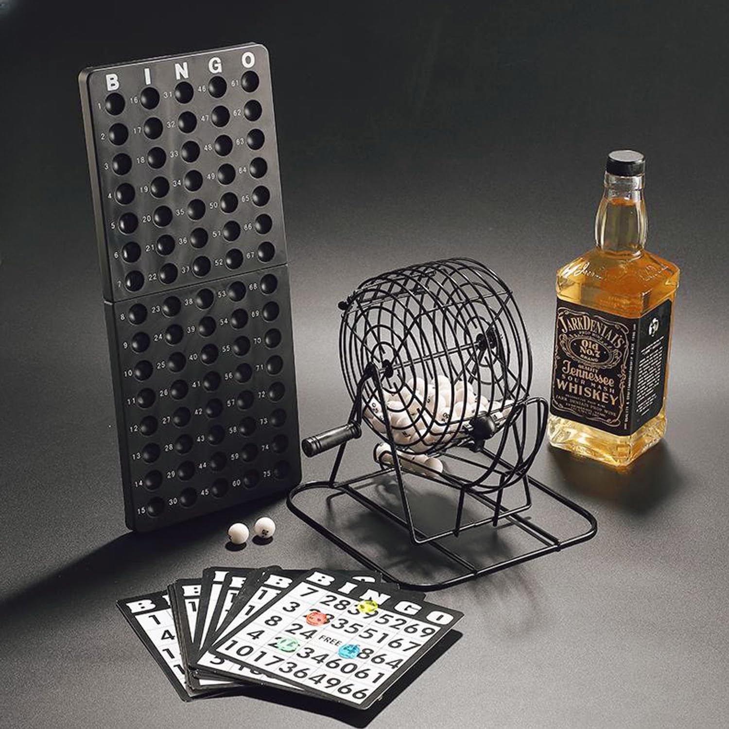 Cimenn Bingo Spiel Set, Bingo Spiel Lucky Ball, Traditionelles Weinset, professioneller BingoKäfig und BingoBälle mit BingoBrett - 4 Farboptionen