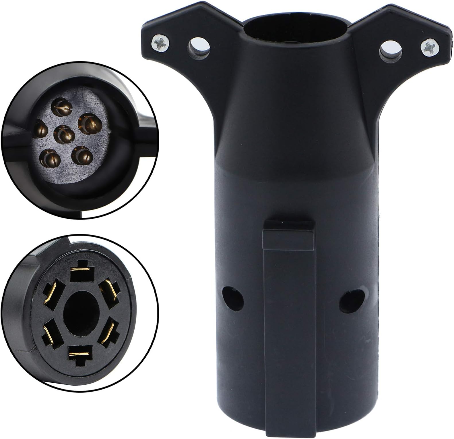 King Company 7 Pin to 6 Pin Trailer Plug Adapter – 7-Way Blade to 6-Way Round Trailer Adapter Light Plug Connector Wire 12V