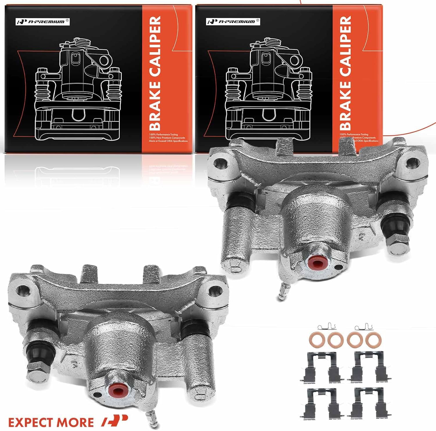 A-Premium Disc Brake Caliper Assembly with Bracket Compatible with Select Toyota Models - Highlander 2001 2002 2003 AWD Only - Rear Driver and Passenger Side, 2-PC Set