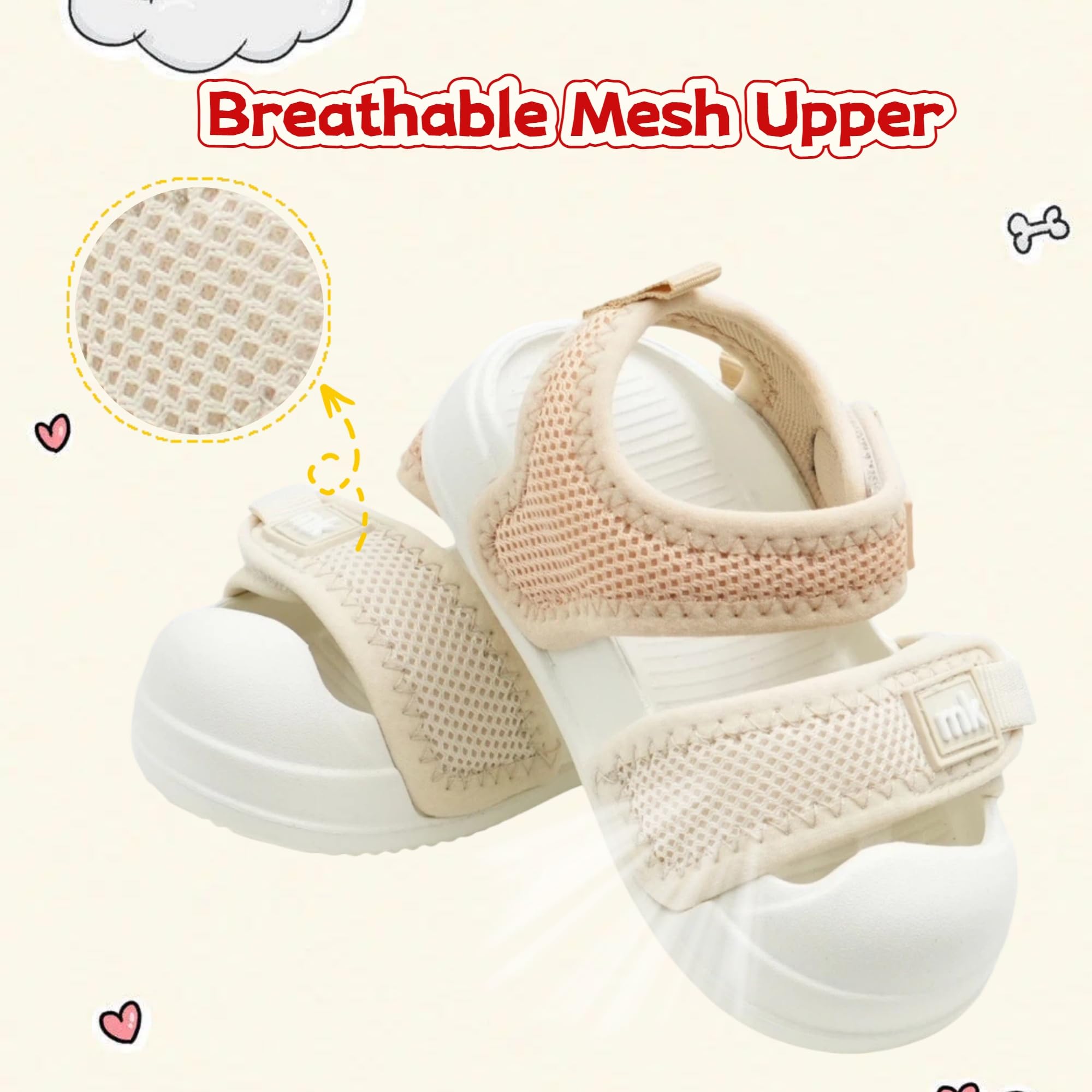 Meik Mangni Mixte Enfants Sandales pour Bébé Fille Garçon Bout Fermé Souple été Plat Marche Beach Outdoor Sport Sandales,21-31 EU