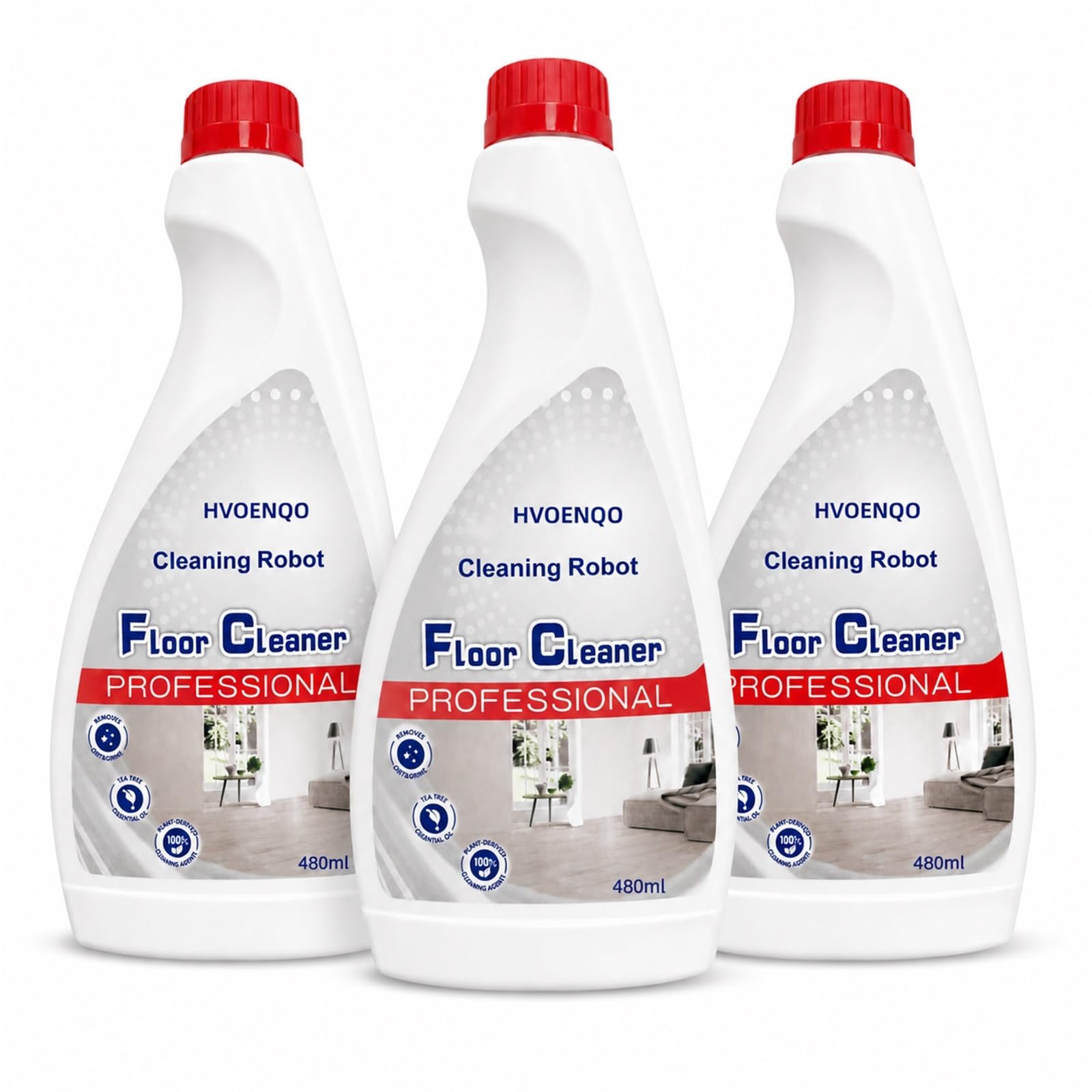 Liquido for Pulizia Pavimenti 480ml, Confezione Da 3 Bottiglia | Concentrato a Base di Piante, Compatibile con Roomba, con Funzione di Pulizia a Umido/Asciutto for Robot Aspirapolvere