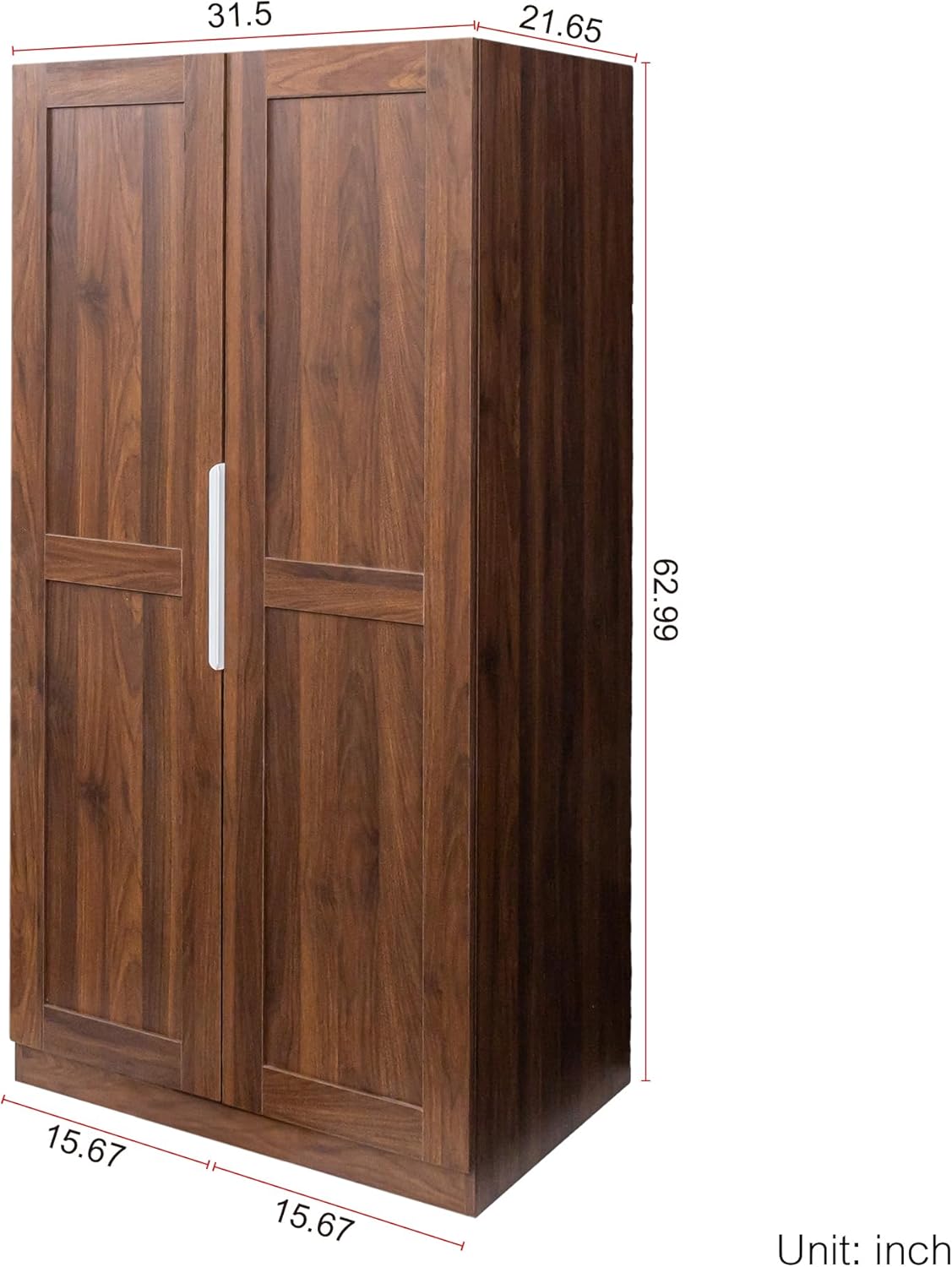 32" Multi-Level Shelf Cupboard,Storage Cabinet with Melamine Finish,Food Pantry Cabinet with Large Space for Kitchen Living Room Dining Room,Walnut