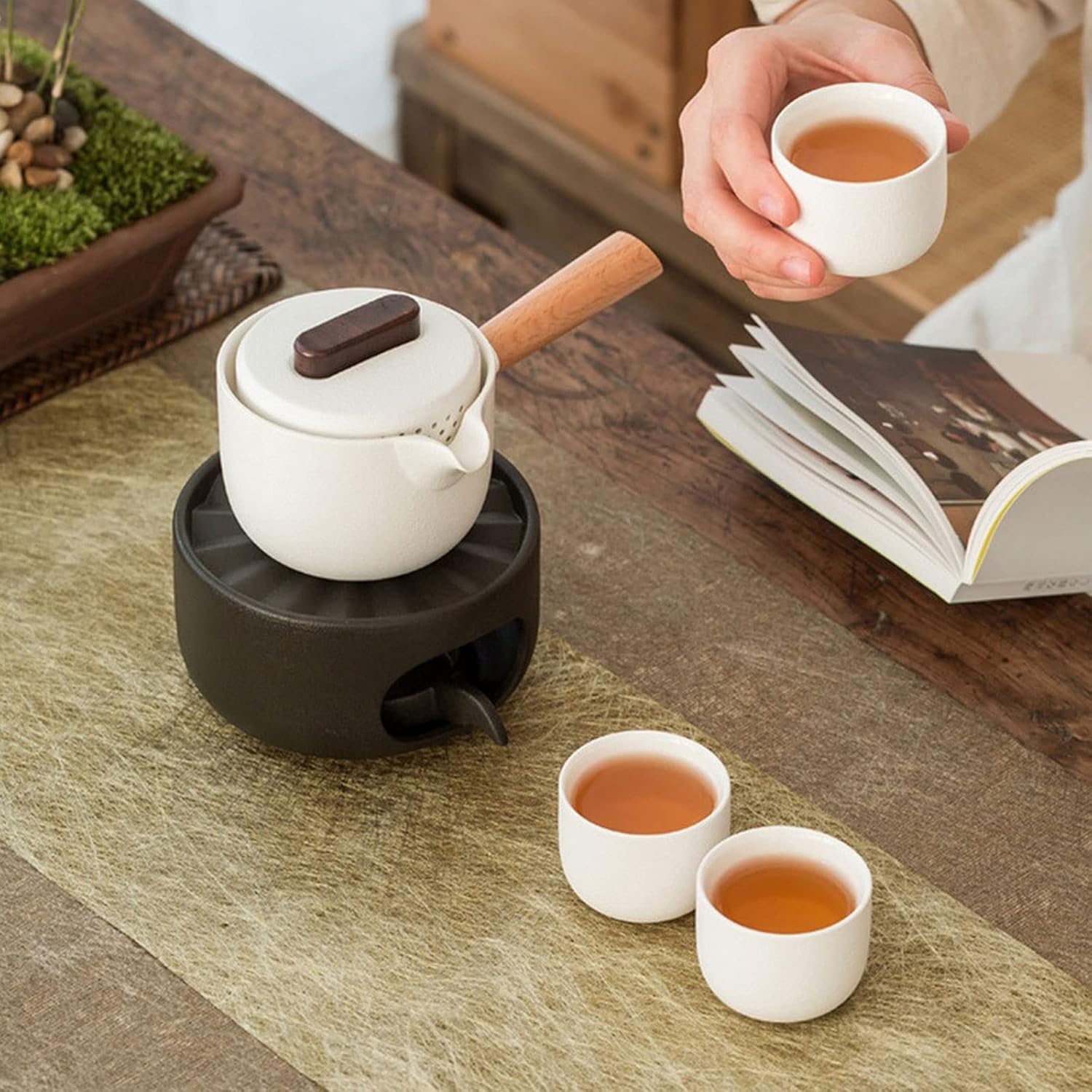 Tea Pot Teapot Warmer with Candles Holder Ceramic Tea Warmer Heater Without Candle