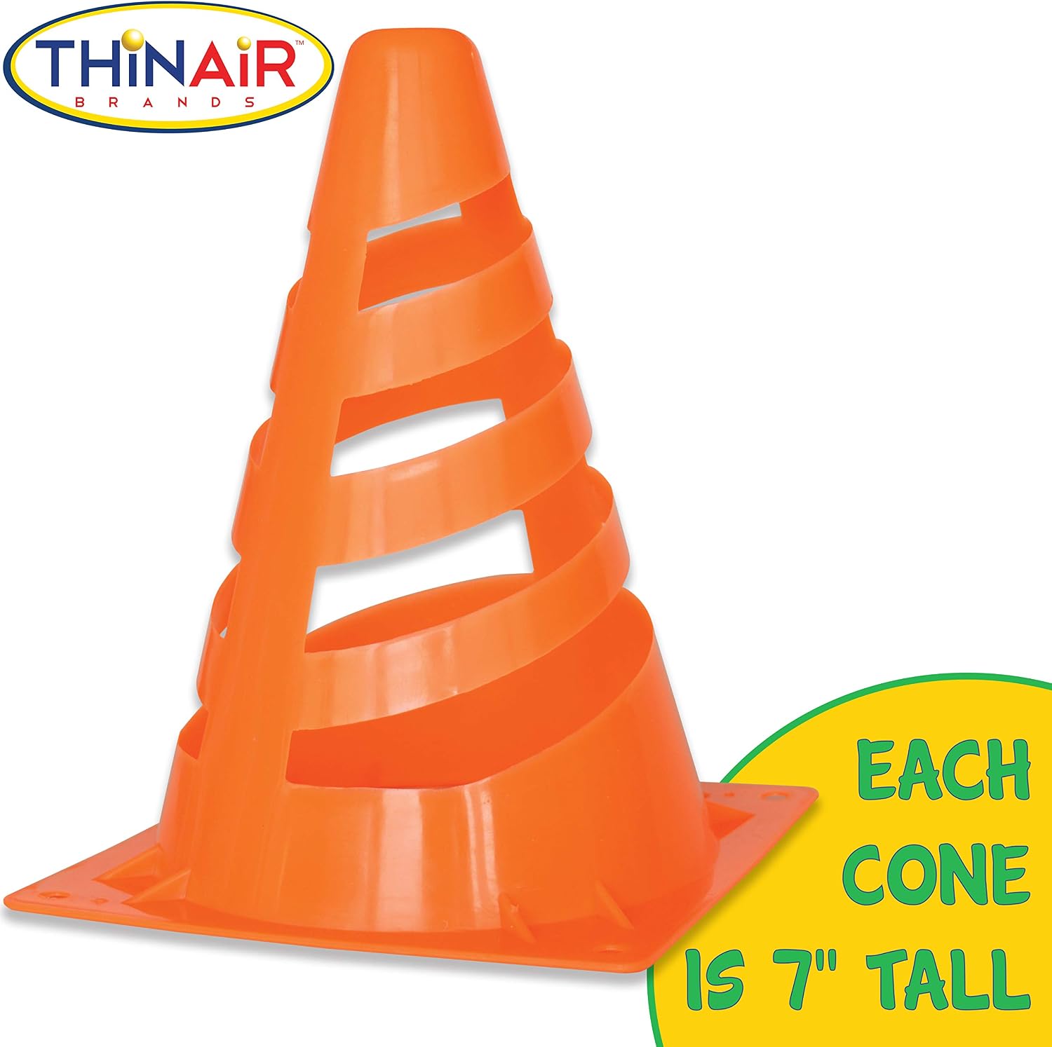 Thin Air Brands Agility Training Sport Cone 12 Pack - for Soccer, Sports, Events, School, or Field Markers - for Kids and Adults, Orange