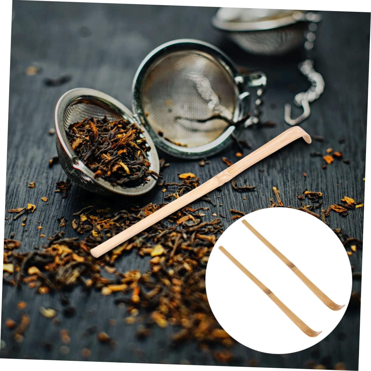 2 Pcs Tea Scoop Heat Resistant Natural Matcha Tea Shovel Lightweight Portable for Home and