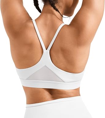 Womens Comfort Y Back Sports Bras - Medium Impact Supportive Workout Bra - Spaghetti Straps Yoga Bra Tops with Removable Pads