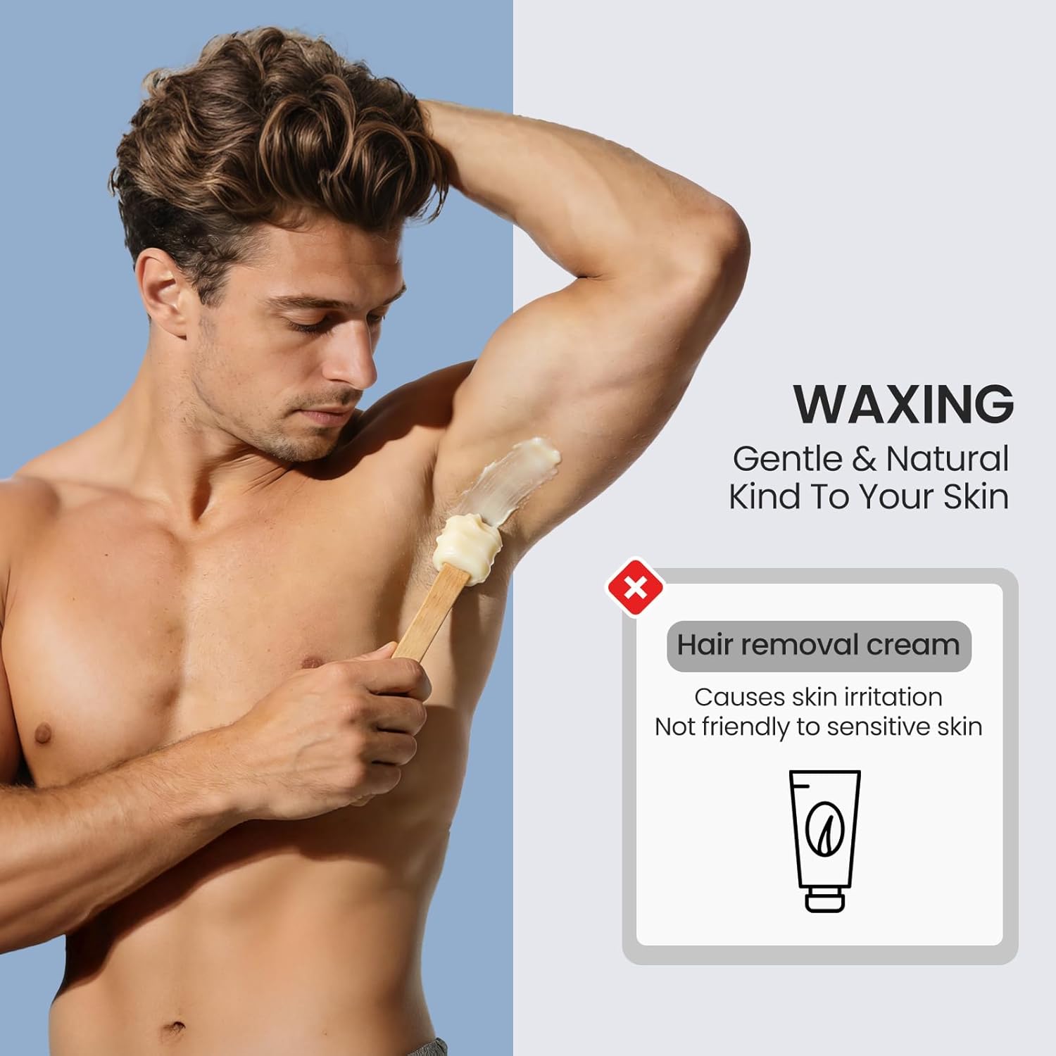 SUERBEATY Mini Waxing Kit for Men Women, 250ml Beginner Friendly Wax Kit For Back, Coarse Hair, Bikini, Underarm, Sensitive Skin, At Home Men Waxing Kit For Hair Removal, Pre & Post Care Oil