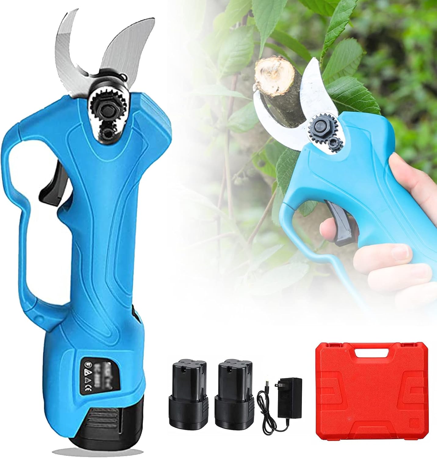 Electric Pruning Shears,Cordless Pruning Shears,Electric Pruner with 2pcs Rechargeable 16.8V Lithium Batteries,28Mm Cutting Diameter,Efficient Scissors Garden Tools,Pruner