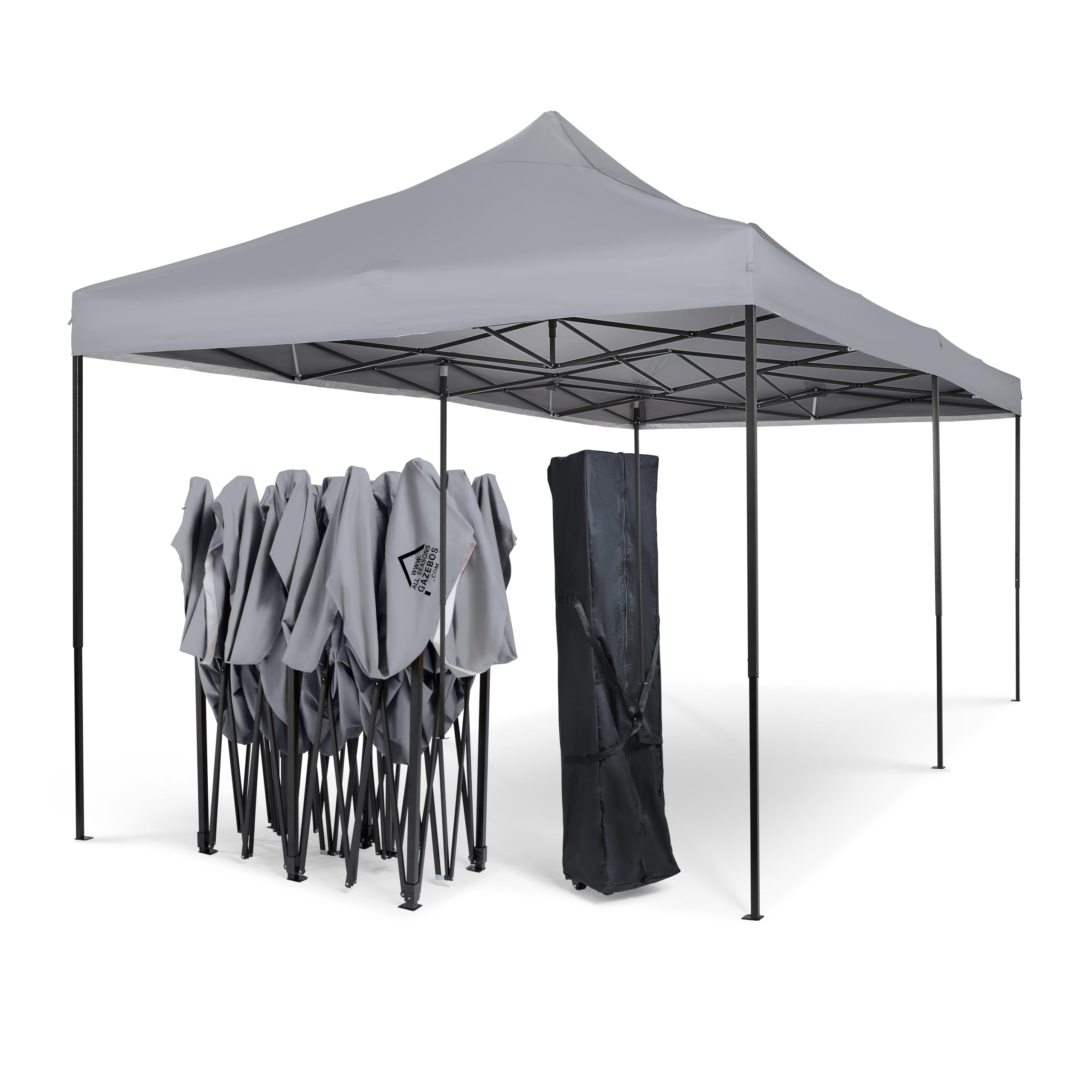 All Seasons Gazebos: Gazebo pop-up 3x6m completamente impermeabile con 4 pareti laterali Premium - Grigio metallizzato