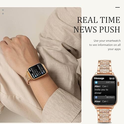 Miniatura 5 de Reloj inteligente para mujer, reloj inteligente de recepción de llamadasmarcación para teléfonos Android iOS, rastreador de actividad impermeable