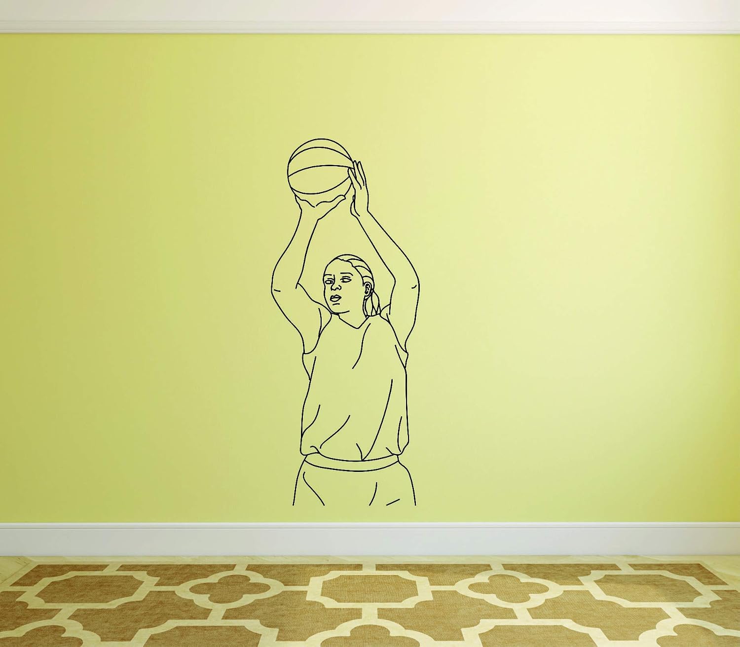 Women's Basketball Sports Player Teen Athlete Ball Wall Sticker for Boys/Girls Bedroom Children Kids World Cup FIBA WNBA Fans Rooms Home Art Murals Decals Wall Art Vinyl Decoration Size (40x35 inch)