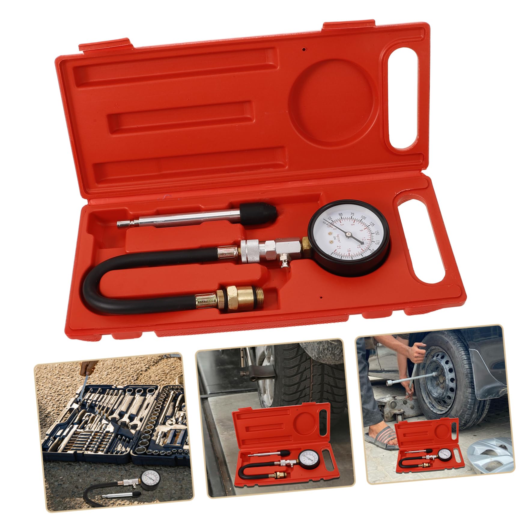 PLAFOPE Comprobador De Compresión De Cilindros Medidor De Compresión Automotriz Kit De Manómetro Herramienta Profesional Para Comprobador De De Motor
