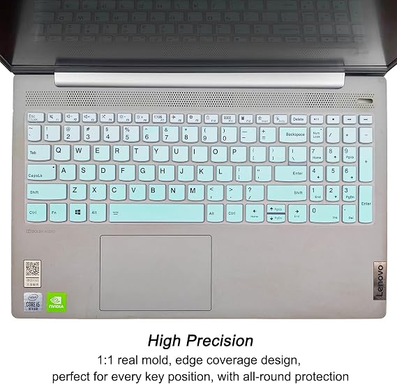 Keyboard Cover Skins for Lenovo Yoga 7i 15.6 16, Flex 5 15.6, IdeaPad 3 3i 15.6, Slim 7 15.6, ThinkBook 15 G2 G3 15p, ThinkBook Gen 4 15.6 (Gradient Mint Green, Silicone)