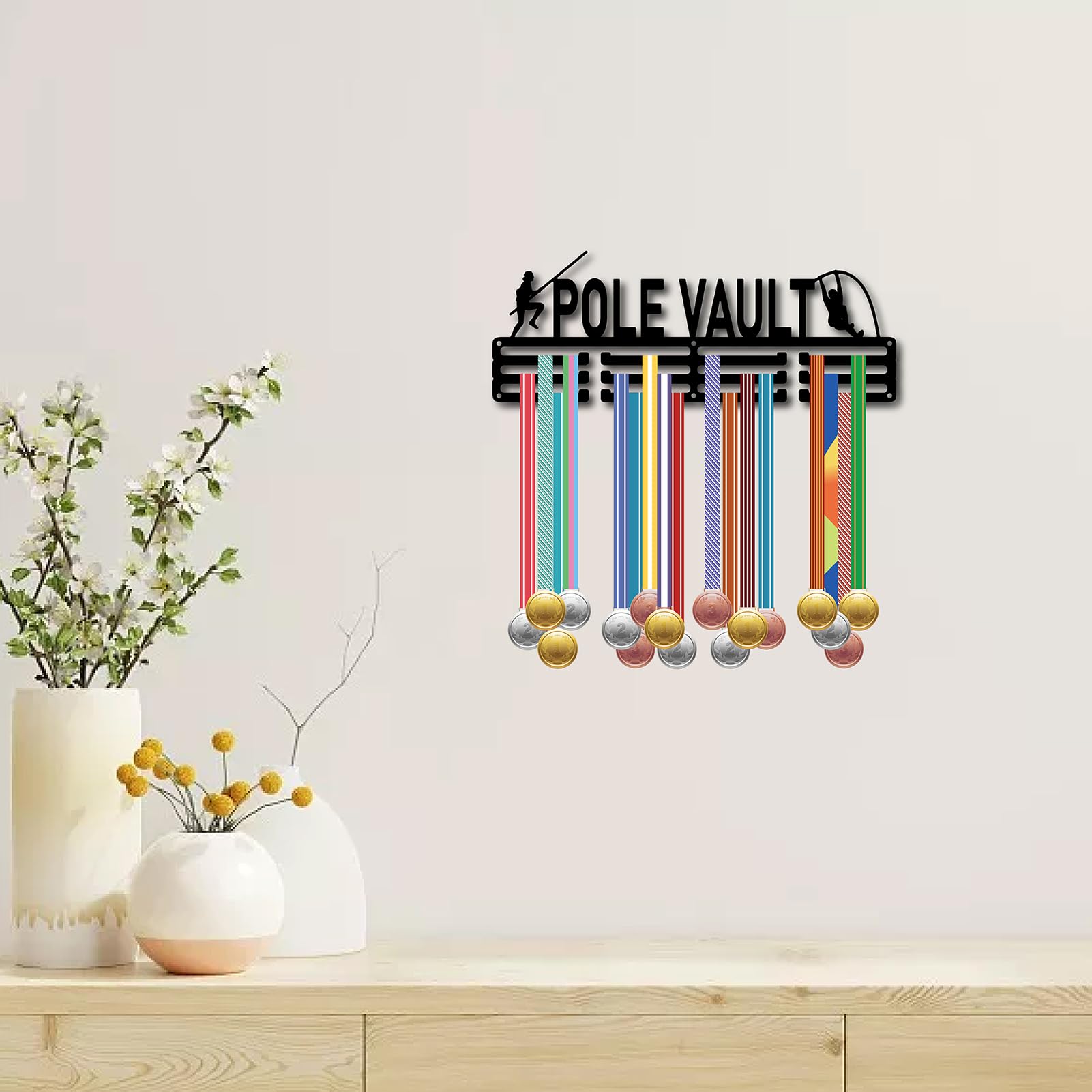 Porta Medaglie Beach Volley Da Parete - Organizer In Ferro Per 60 Medaglie 40x15cm